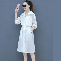 Summer Top Womens Breathable Thin Sun Protection Clothing Fashion Stitching Hooded Long Windbreaker Loose Jacket 2023 New