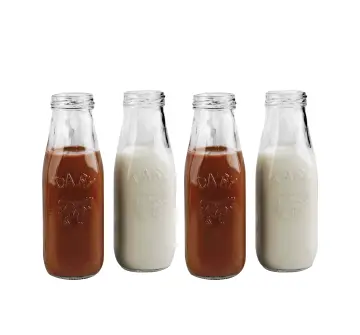 Country Milk Glass Bottles, Set of 6