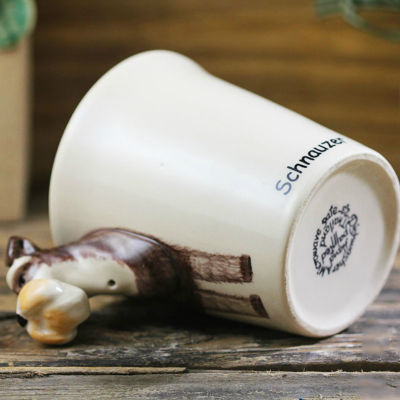 300ml Schnauzer Dog Coffee Cups and Mugs 3D Cartoon Hand Drawn Animal Dog Mug Creative Tea Milk Ceramic Cup Novelty Gifts