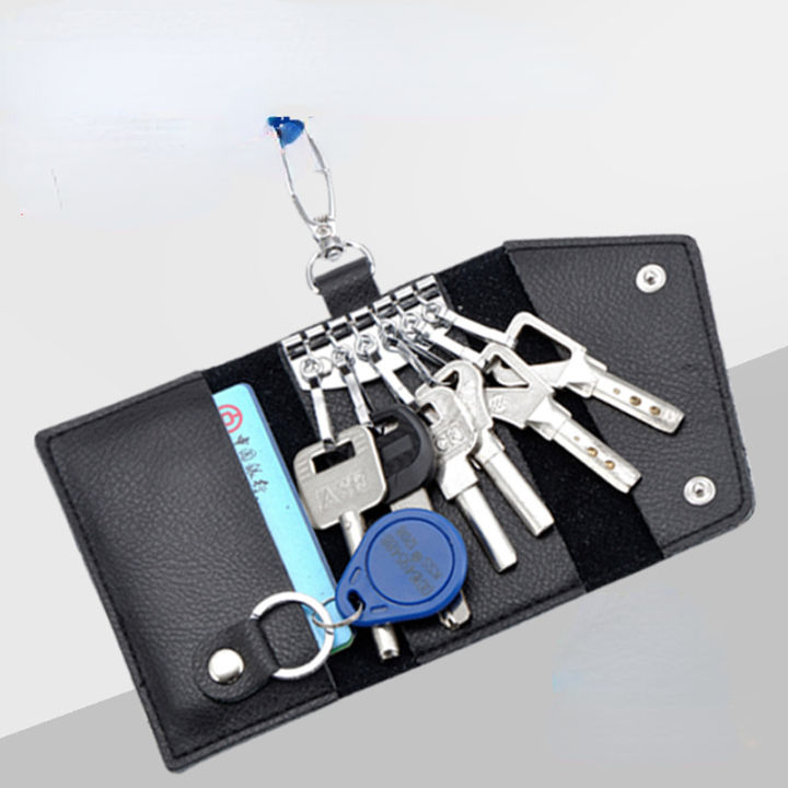Genuine Leather Keychain Men Women Key Holder Organizer Pouch Cow Split Car  Key Wallet Housekeeper Key Case Mini Card Bag