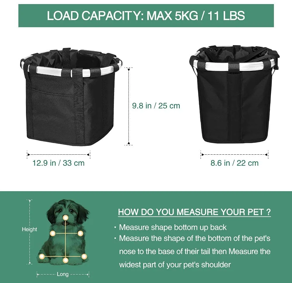 安全 Folding Bike Basket Dog Bag Handle Small Bicycle Pet Cat Carrier  Detachable 自転車アクセサリー