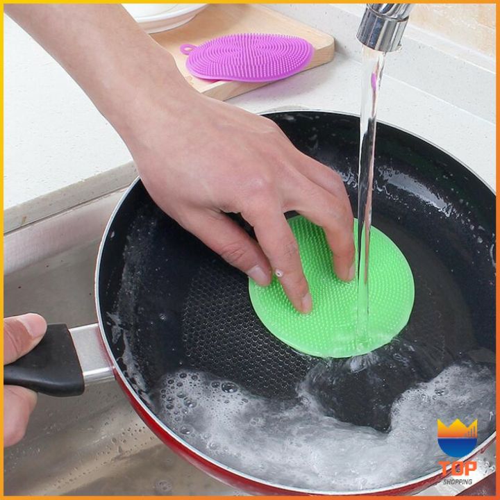top-ซิลิโคนล้างจาน-ฟองน้ำล้างจาน-ฟองน้ำซิลิโคน-ทำความสะอาดอเนกประสงค์-แผ่นล้างจาน-ที่ขัดหม้อ-silocone-kitchen-sponge