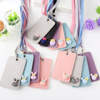 Leather Women Card Holder Wallet Cartoon Cute Students Bus Card Case Female Work ID Badge Credit Card Holders Cover Pouch