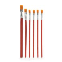 Lon 6Pcs Artist Paint Brush Set Nylon Hair Watercolor Acrylic Oil Painting Supplies