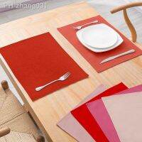 Kitchen Placemat Solid Color Style Waterproof Table Mat 42X32 Pink Red Blue Cotton Linen Non-slip Western Placemat Cup Mat