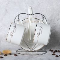 High-end European style bone china ceramic coffee cup set cup simple creative bone china coffee cup saucer spoon with shelf