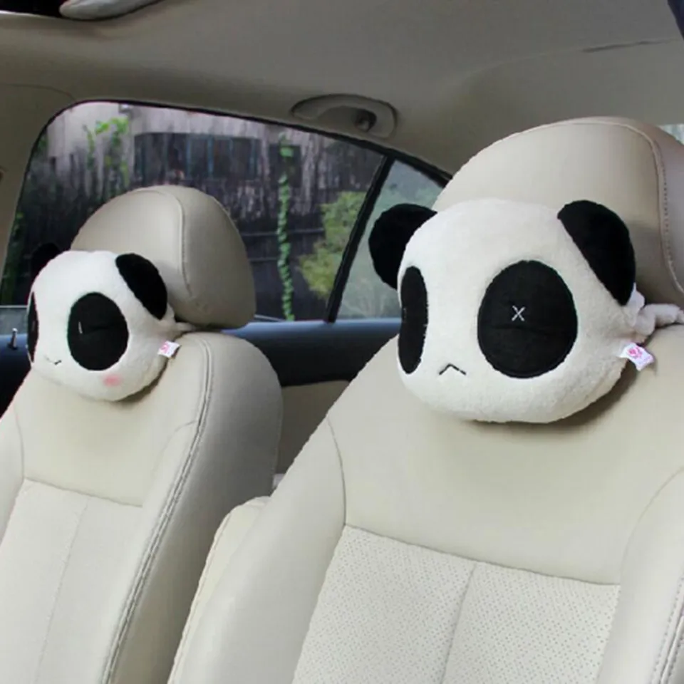 2pcs Cartoon Bear Pattern Car Lumbar Support Pillow & Neck Pillow