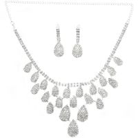 Bridal Wedding Jewelry Set Fashion Rhinestone Drop Necklace Earrings Dress Accessories