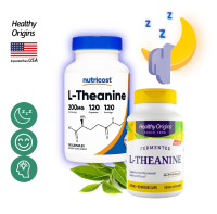 เฮลท์ตี้ ออริจินส์ / นูทรีคอสท์ แอล-ธีอะนีน กรดอะมิโน Healthy Origins / Nutricost L-Theanine / กินร่วมกับ ถั่งเช่า คอร์ดิเซพส์ น้ำมันปลา โอเมก้า 3 กาบา กรีนที แอล-กลูตามีน วิตามินบี วิตามินซี