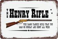 Henry Rifle ป้ายเคลือบดีบุกแบบตลกย้อนยุคโรงรถการตกแต่งบ้านบาร์ศิลปะการตกแต่งโปสเตอร์วินเทจเบเกอรี่ตกแต่งผนังร้านครัว12X8นิ้ว