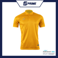 EGO PRIME PM213 : เสื้อโปโลคอจีนแขนสั้น ไหล่สโลป สีเหลืองทอง เสื้อโปโล เสื้อคอจีน