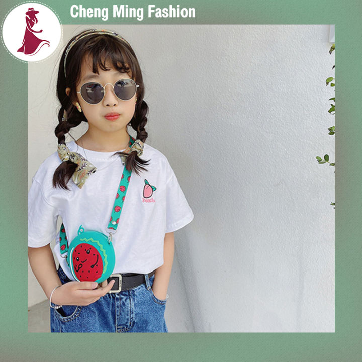 cheng-ming-กระเป๋าสะพายไหล่สำหรับเด็กผู้หญิง-crossbody-มีซิปรูปผลไม้แฟชั่นกระเป๋าใส่หรียญน่ารักเด็ก