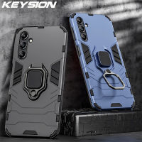 KEYSION เคสเกราะกันกระแทกสำหรับ Samsung M34ซิลิโคน A25 5G + PC ขาตั้งแหวนโลหะหลังโทรศัพท์เคส Galaxy S23 FE 5G