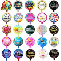 7pc Spanish Happy Birthday Helium Balloons Boy Girl 18Inch Round Foil Balloon Adult Globos Birthday Party Decoration Baby Shower Balloons