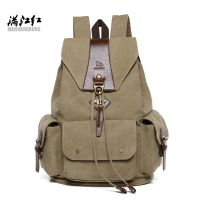 [COD] Canvas backpack 2020 summer new retro mens outdoor large-capacity travel bag fashion