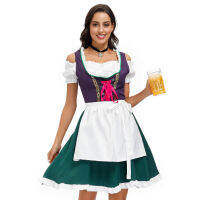 สีขาวด้านบนและผ้ากันเปื้อน Dirndl Oktoberfest เครื่องแต่งกายแบบดั้งเดิมเทศกาลขบวนพาเหรดโรงเตี๊ยมพนักงานเสิร์ฟชุดแม่บ้านคอสเพลย์ปาร์ตี้ชุดแฟนซี