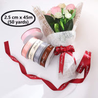 (50 Yards/ 45 m *2.5 cm width)Just for You Fabric Satin Ribbon Perfect for Wedding,Gift Wrapping and Floral Cake Packaging DIY Wrapping on Valentines Day