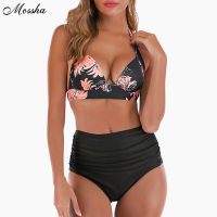 Mossha High waist bikini set Halter bathing suit woman swimsuit female Plus size bikini 2021 3XL Floral print swimwear women new