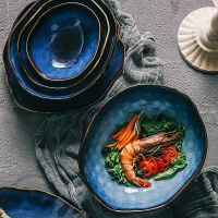 Creative Japanese Ceramic Tableware Household Dish Restaurant Irregular Noodles Bowl Soup Bowl Fish Dish Sushi Dish Sashimi Dish
