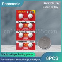 8PCS Panasonic LR43 AG12 SR1142 LR1142 SR43 301 CX186 V12GA 1.55V ปุ่มเซลล์เหรียญสำหรับนาฬิกาเครื่องคิดเลขรีโมทคอนล