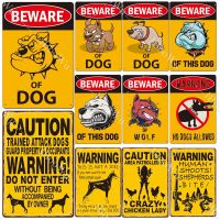 Retro Metal Poster Caution The Dog Vintage Tin Signs Beware Of Dog Plate Warning Garden Home Wall Decor 20x30cm(Contact seller, free custom pattern)