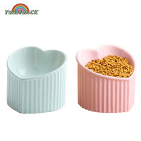 TK 5.5 Inch Raised Cat Ceramic Bowl Anti Vomiting Stress Free Microwave Dishwasher Safe Elevated Cat Food Dish (14 x 14 x 12cm)