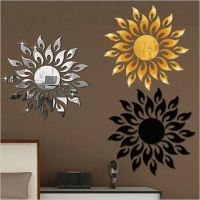 Mirror Sun Flower Art Removable Wall Sticker Acrylic Mural Decal Household Room Decoration Wall Stickers  Decals