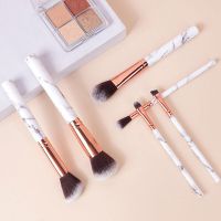 6pcs Marbling Cosmetics Brush Kit Powder Foundation Brush Eye Eyebrow Highlight Sculpting Brush Smudge Makeup Accessory Beauty