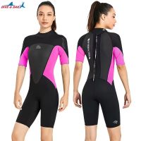 Shorty Wetsuit ผู้หญิงผู้ชาย2Mm Neoprene ชุดว่ายน้ำชุดดำน้ำซิปหลังชุดว่ายน้ำความร้อนแอโรบิกท่องดำน้ำดูปะการัง