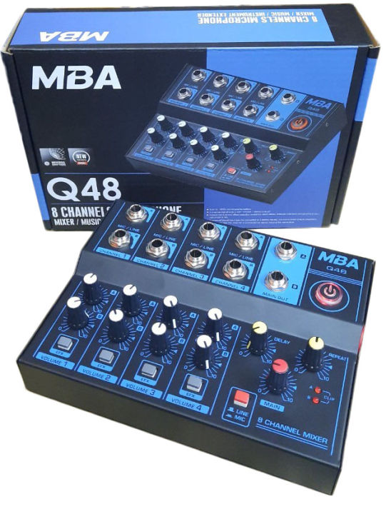 mba-มิกเซอร์-mixer-มิกซ์-มิกใบ้-4ช่อง-มิกบลูทูธได้-q48-มิกซ์เล่นbt-usb-มิกบลูทูธ-มิกตัวเล็ก-มิกซ์เพิ่มช่องไมค์-ใช้ได้ทั้งไฟบ้านไฟรถ-bluetooth-pt-shop