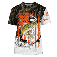 2023 NEW Fishing And Hunting American Flag Camo Walleye Fishing Custom Name 3d All Over p cheap