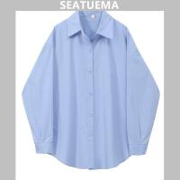 เสื้อ SEATUEMA เสื้อเชิ้ตสีทึบแขนยาวชั้นในทรงหลวมเทรนด์ใหม่สำหรับฤดูใบไม้ผลิและฤดูใบไม้ร่วง