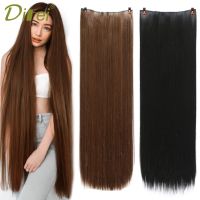 DIFEI 5 Clips Synthetic Hair Long Straight Clip In Hair Extensions Natural False Hair Black Brown Hair Pieces for Women