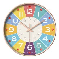 ใหม่นาฬิกา Jam Dinding Bulat 8นิ้วดีไซน์ทันสมัยแบบเงียบสำหรับเด็กห้องนั่งเล่นห้องนอนเรียนรู้อุปกรณ์นาฬิกาประดับ