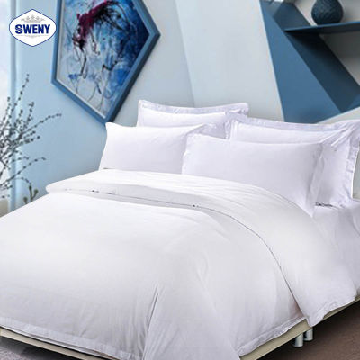 SWENY ชุดผ้าปู สีขาว รัดมุม เกรดโรงแรม 5 ฟุต  ขนาด5x6.5ฟุต cotton100% 180T ผ้าปูที่นอน ชุดเครื่องนอน ชุดผ้าปูที่นอน