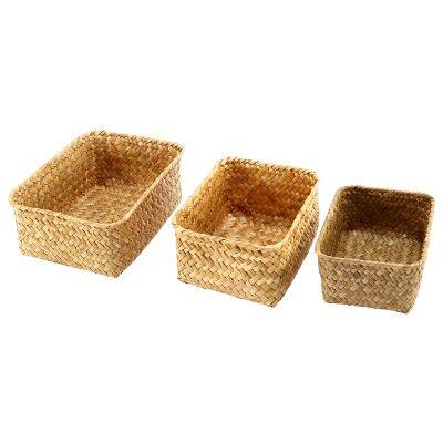 Seagrass Storage Basket, Multisize Handmade Rattan Shelf Baskets &amp; Home Storage Bins Baskets for Decoration