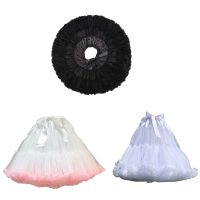 Women Lolita Tulle ticoat with Ribbon Bow Elastic Waist Puffy Tutu Skirt Princess Ballet Dance tiskirts Underskirt