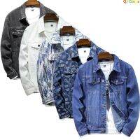 Jaket Denim Biru แจ็กเก็ตยีนส์คอปกหน้าอกเดียวของผู้ชายเสื้อโค้ทลำลองแฟชั่นสีดำเทา Sp And ฤดูใบไม้ร่วงผู้ชายผ้าฝ้ายโอเวอร์โค้