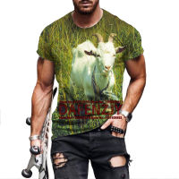 2023 newCamouflage Hunting Animal Goat Mens Casual 3D T-Shirt Street Fashion Short Sleeve Pullover Tee