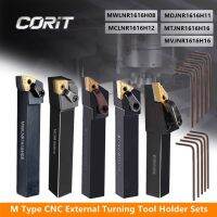 CORIT 5 ชุดเครื่องกลึง CNC ภายนอก 16 มม. ตัวยึดเครื่องมือกลึงชนิด M พร้อมชุดเม็ดมีดและประแจที่ใช้งานได้สําหรับการกลึงภายนอก