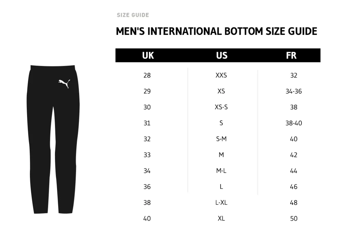 Puma Running Shorts Size Chart