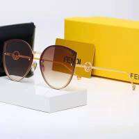 SPOT FENDI แว่นตากันแดดเทรนด์แว่นกันแดดแฟชั่นใหม่,แว่นกันแดดกรอบโลหะกันแสงสะท้อนสำหรับการเดินทางเฟรมขนาดใหญ่ยุโรปและอเมริกา