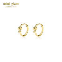 Miniglam Tie the Knot Hoop Earrings (Gold) ต่างหูห่วงดีไซน์เงื่อนสีทอง