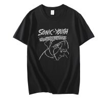 ย้อนยุคเสื้อยืดคอกลมแขนสั้นแฟชั่น Sonic Youth Rock Band OversizeS-5XL