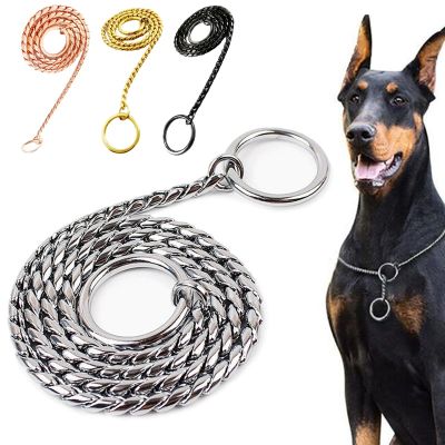 35-75cm Dog Snake Chain Collar Slip Pinch Neck Training Pet Choker Necklace Metal Copper Chain for Small Medium Large Dogs Item