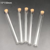 15x150mm Lab Transparent Flat Bottom Glass Test Tubes With Cork Wooden Stoppers for Laboratory Container 20pcs/Pack