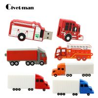 Cartoon Train Fire Truck Pendrive Van 128GB Pen Drive 256G USB Flash Drive 16GB 32GB 64GB Memories Cle USB Stick Disk Gift