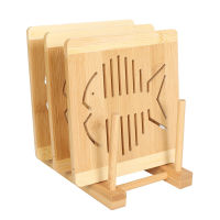 4pcs Bamboo Placemat Table Fish-shaped Hollow Placemat Restaurant Household Coaster Casserole Mat Potholder Kitchen Accessories