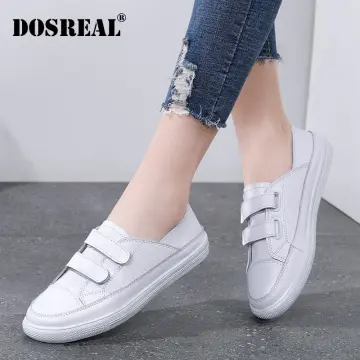 White slip clearance ons leather