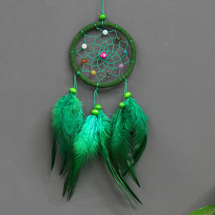 uni-sun-handmade-dream-catcher-แขวนหวายลูกปัดขนนกรถไต่ผนังตกแต่งเครื่องประดับ